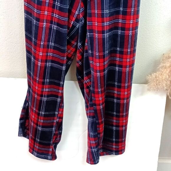 Nautica women's blue/red plaid plush V neck long-sleeve  2 Piece pajamas set XL - Picture 6 of 11